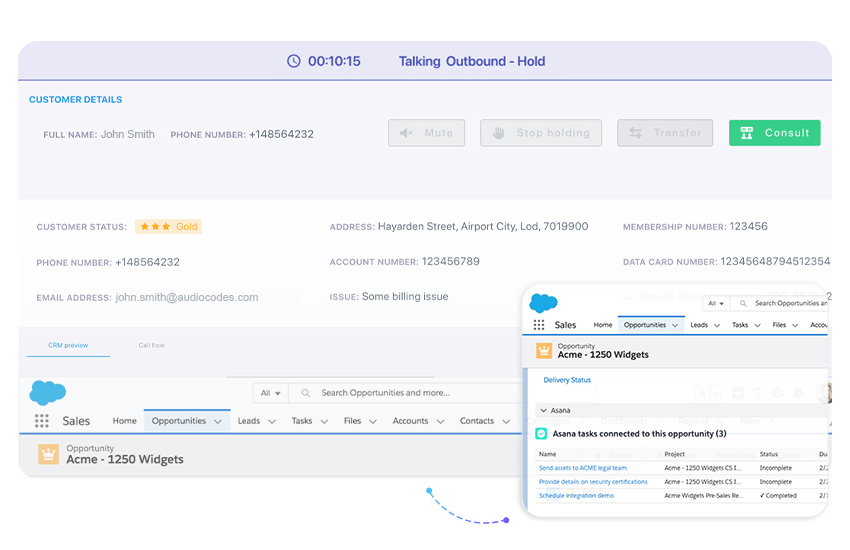 Voca CRM integration and customer details